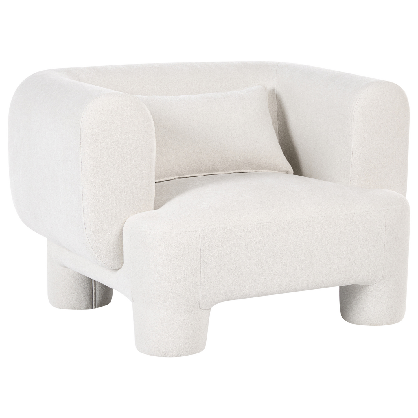 Curved White Fabric Living Room Set Sofa Loveseat Armchair