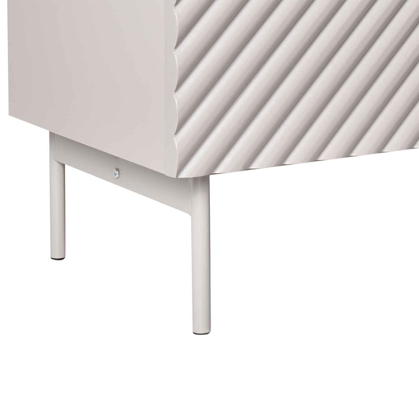 NovaLux Three Door Sideboard Light Beige MDF Cabinet Metal Legs