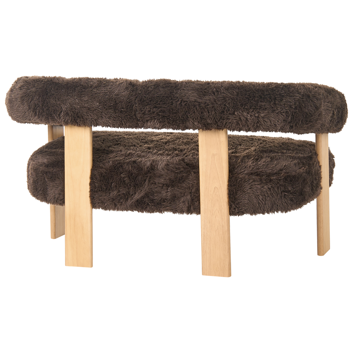 Dark Brown And Light Brown Faux Fur Sofa Set 2 Seater Chair