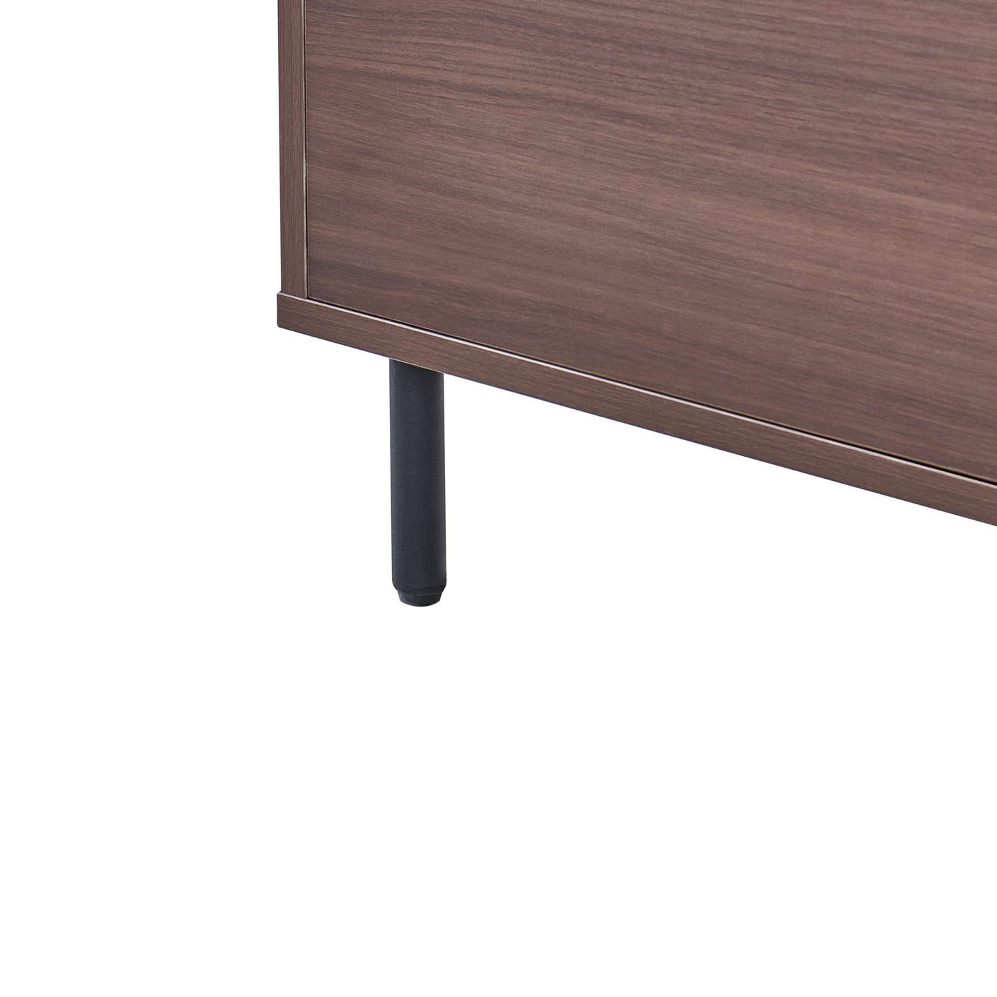 3 Door Sideboard Dark Brown Particle Board With Black Metal Legs Freestanding Cabinet With Shelves
