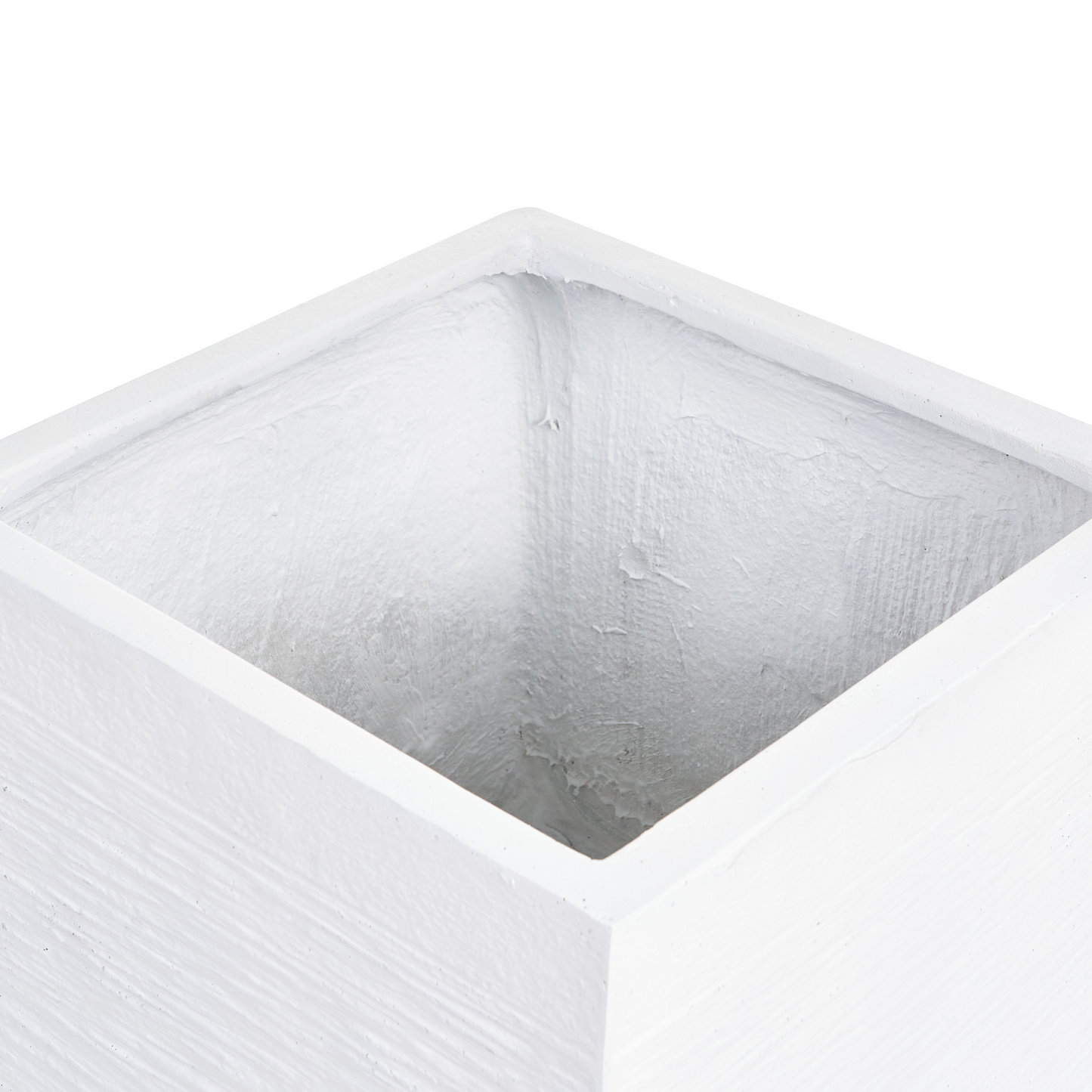 Solid White Fibre Clay Square Plant Pot 30 x 28cm UV Resistant Planter For Indoor Or Outdoor Use