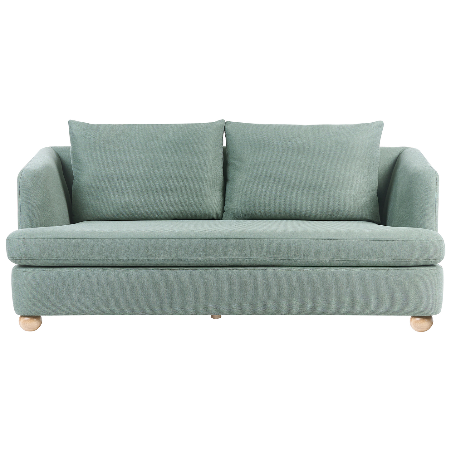 Astra Living Light Green 6 Seater Sofa Set With Round Wooden Legs