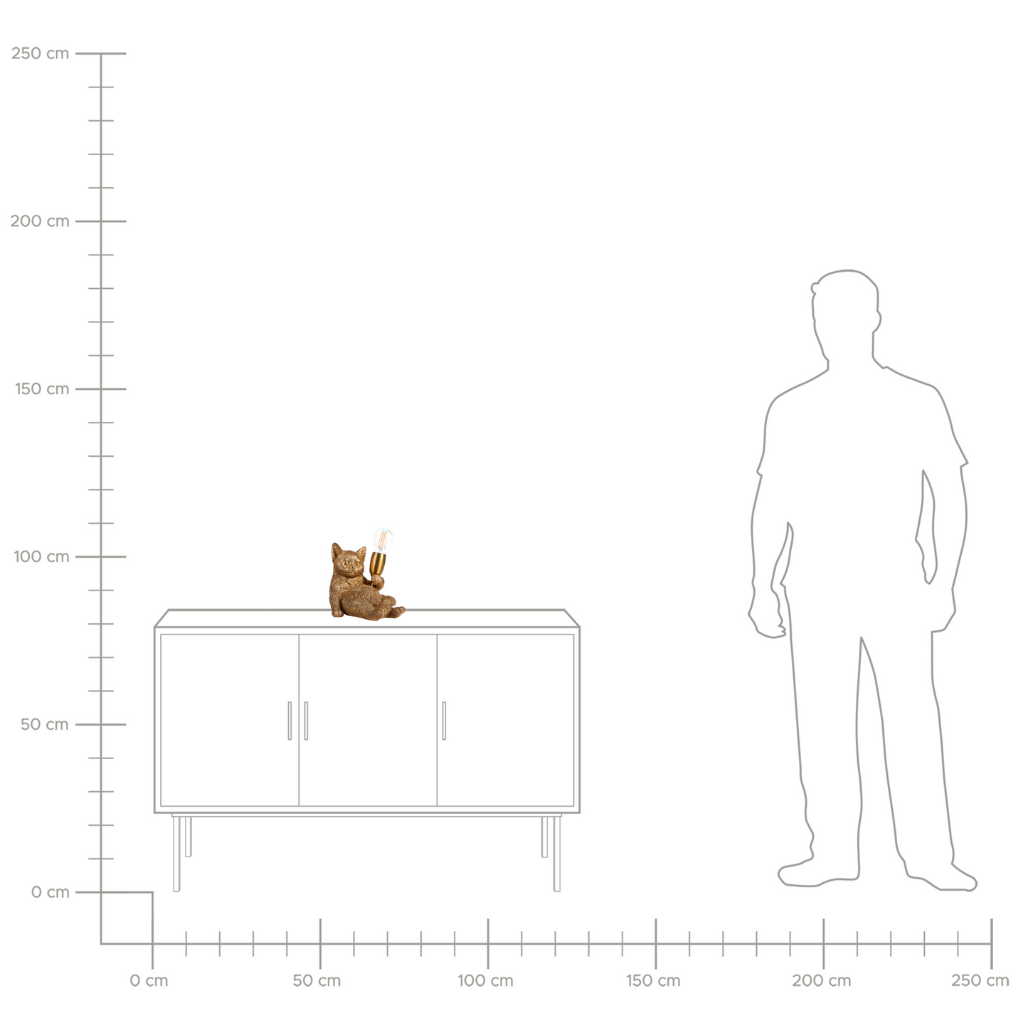 Table Lamp Gold Polyresin Kitten Shape Bedside Light