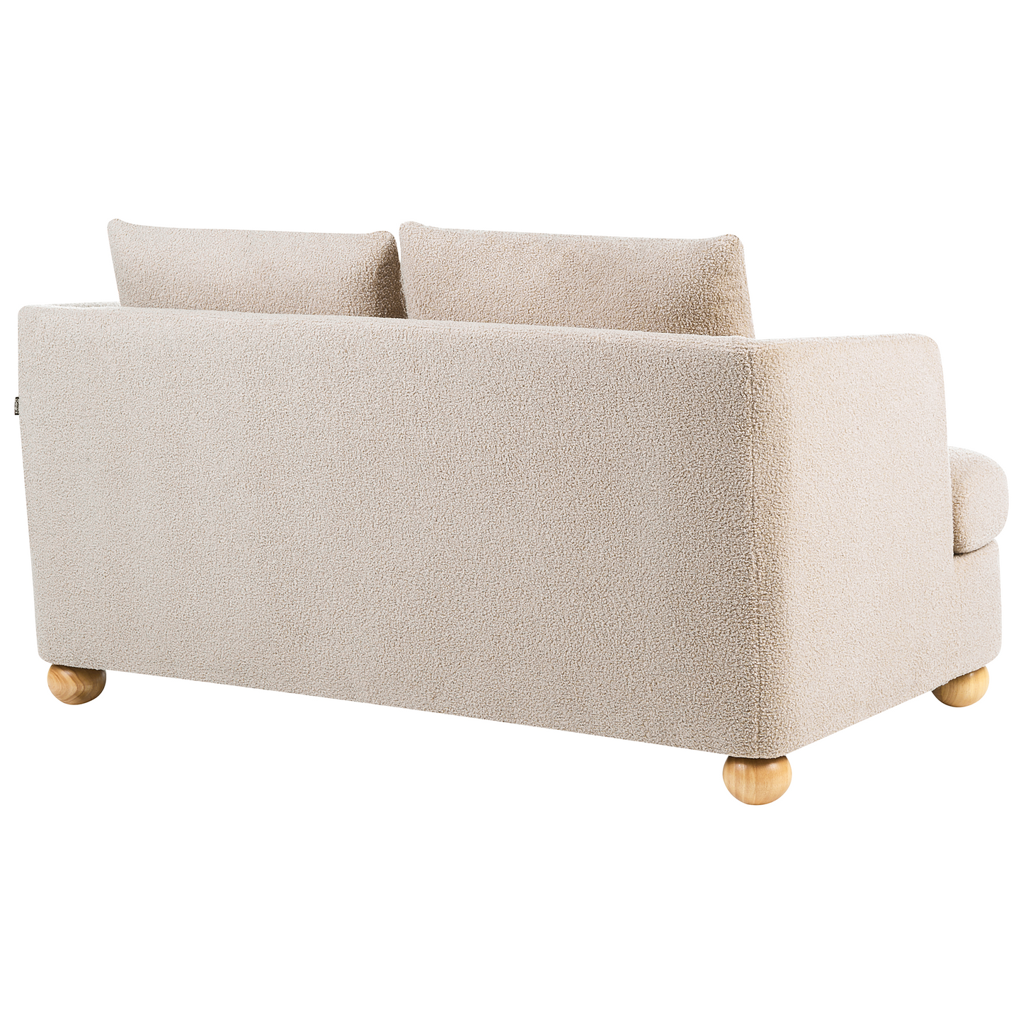 6 Seater Living Room Set Beige Boucle Upholstery Round Wooden Legs Armrests Sofa And Armchair Modern