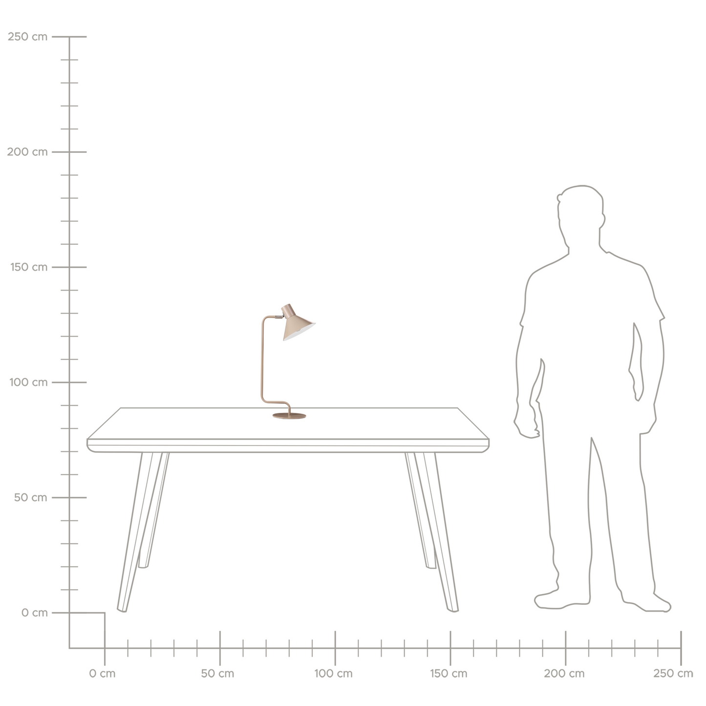Beige Metal Desk Lamp 51cm With Adjustable Cone Shade