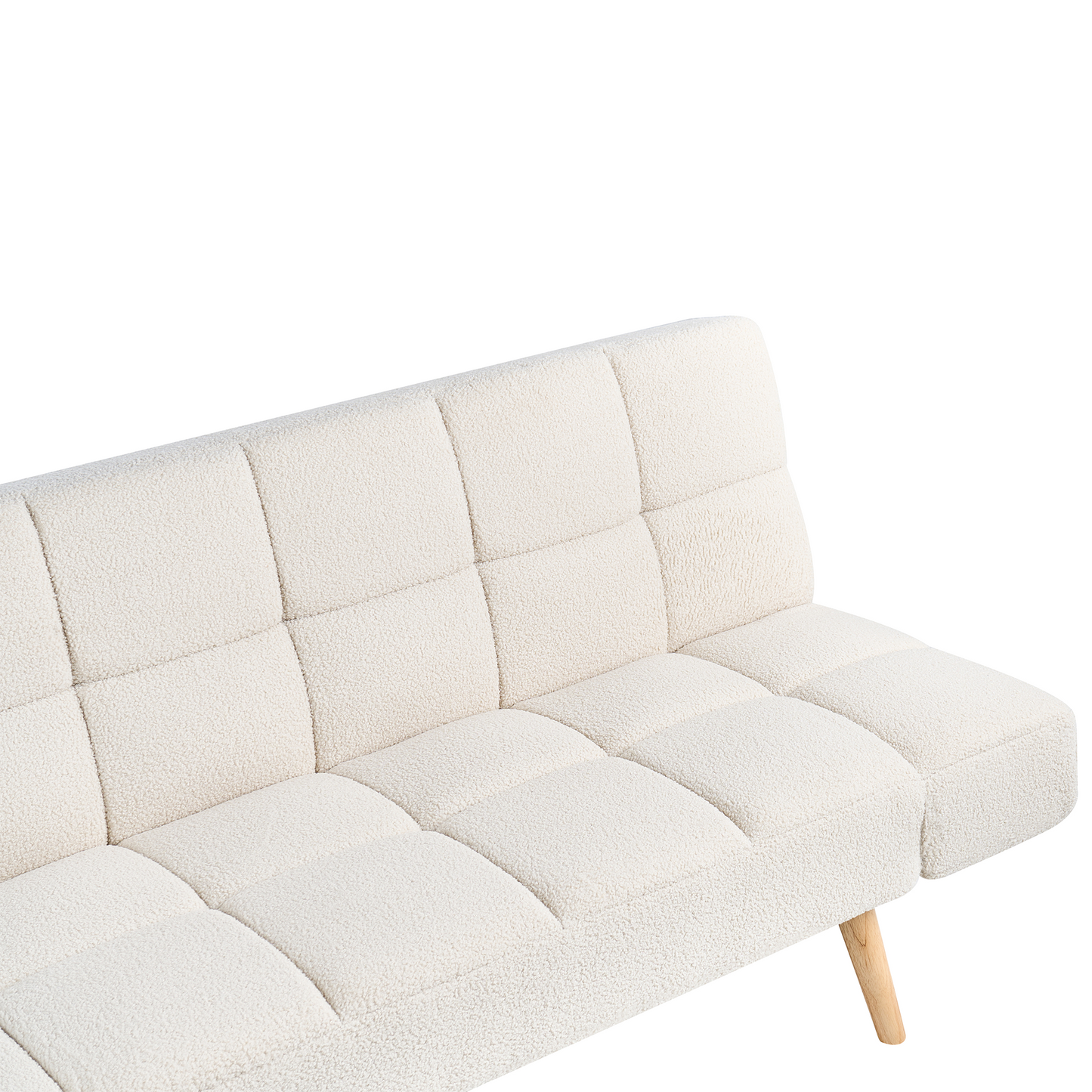 Sofa Bed Light Off White Boucle 2 Seater With Adjustable Reclining Backrest