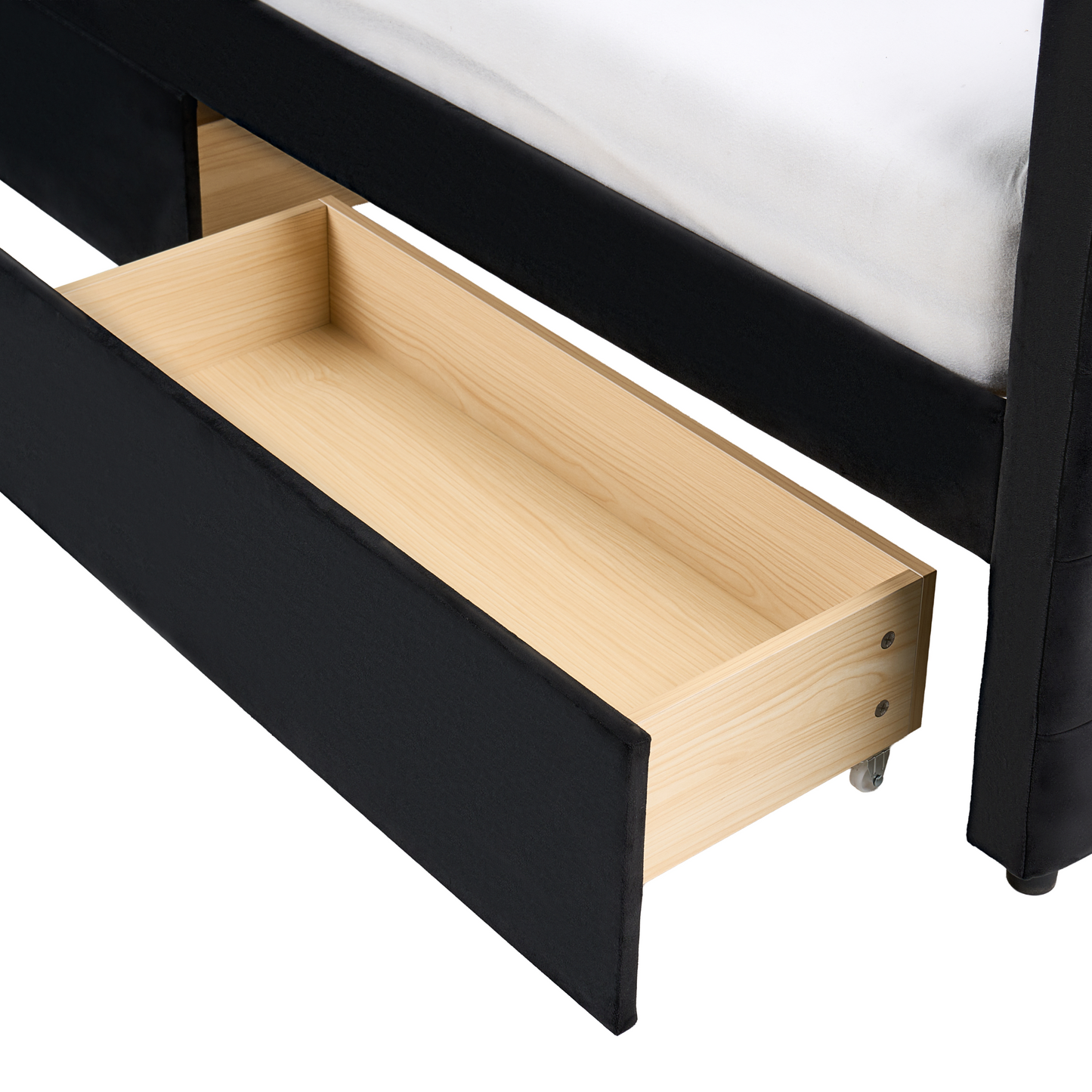 Black Velvet Daybed 90 x 200cm EU Single With Frame Drawers