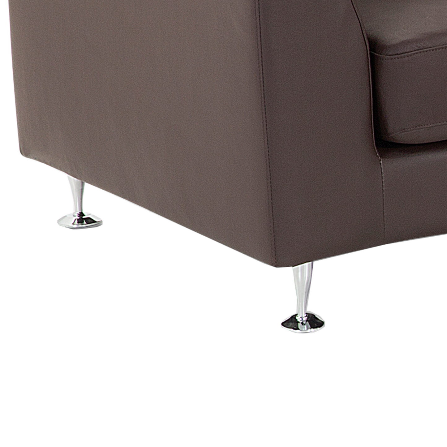 Brown Curved Leather 7 Seater Sofa Adjustable Headrests
