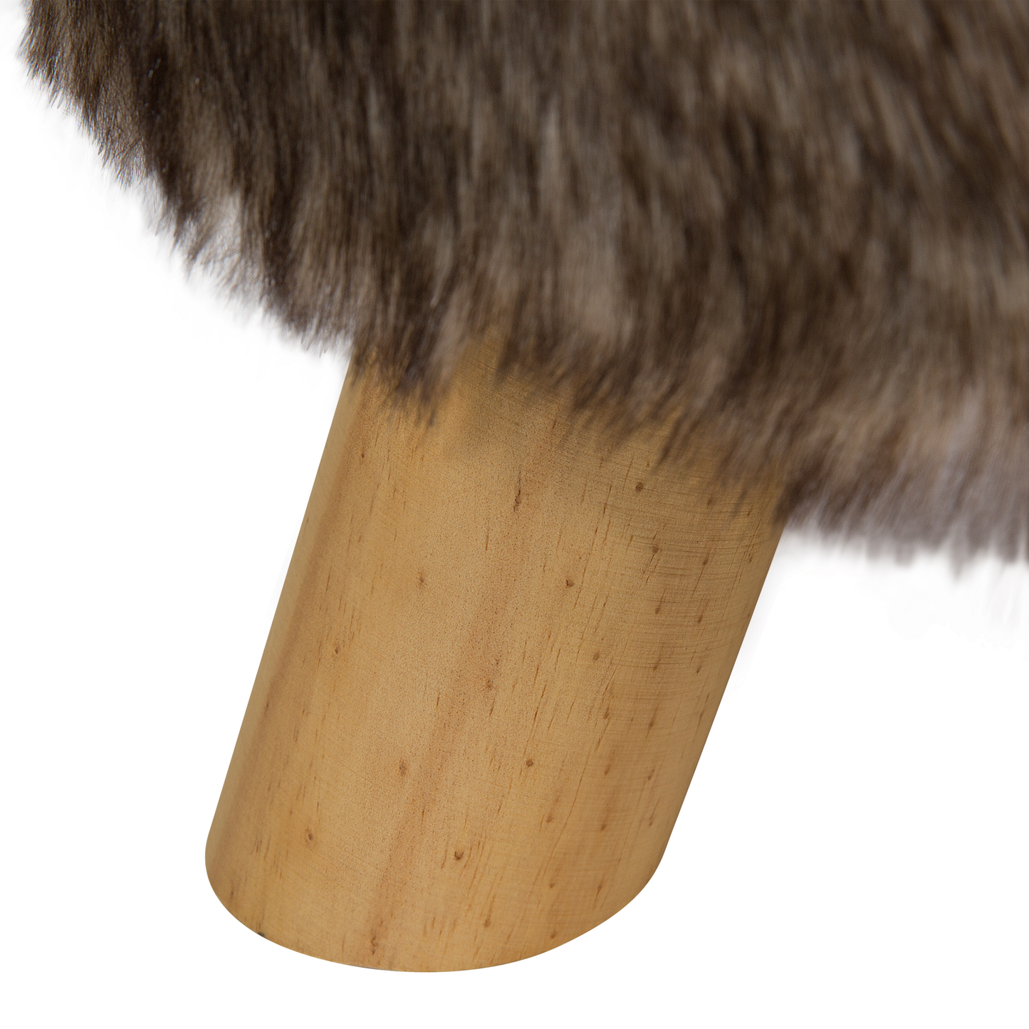 Footstool Brown Beige Faux Fur Round Stool On Tripod Legs