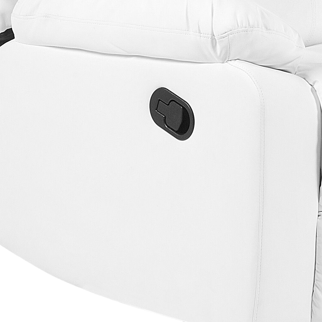 White Faux Leather Push Back Manual Recliner Chair Footrest