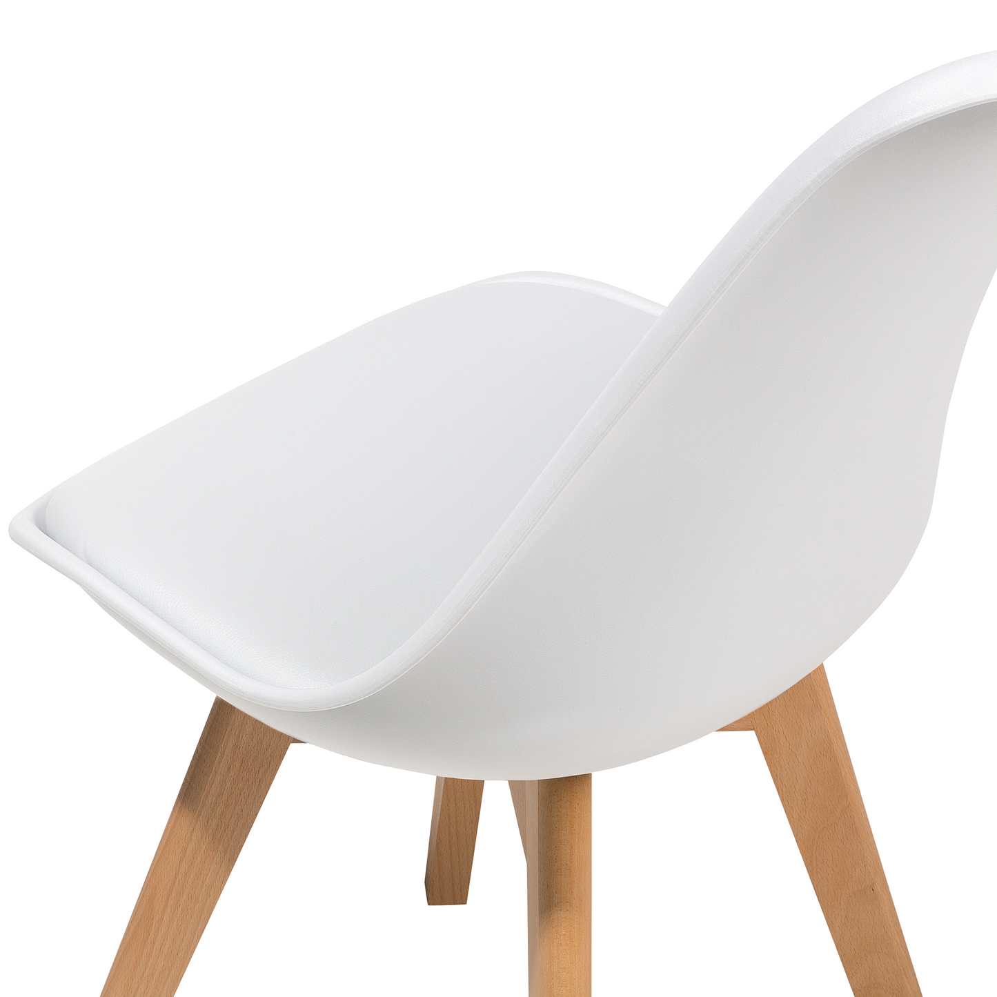 Nexa Home Set Of 2 White Faux Leather Dining Chairs Beech Wood Legs