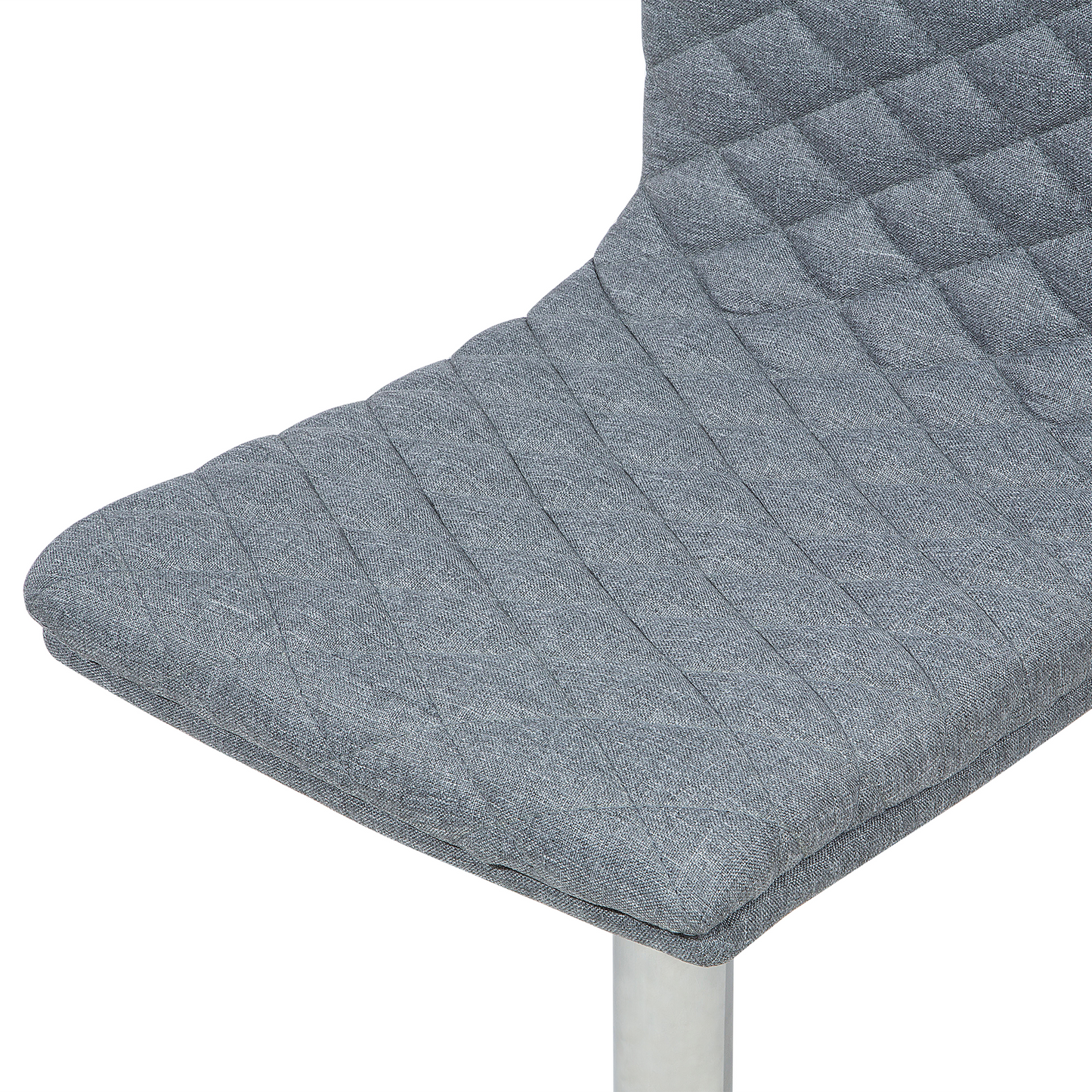 Set of 2 Bar Stools Grey Quilted Fabric Gas Lift Height Adjustable Swivel With Footrest