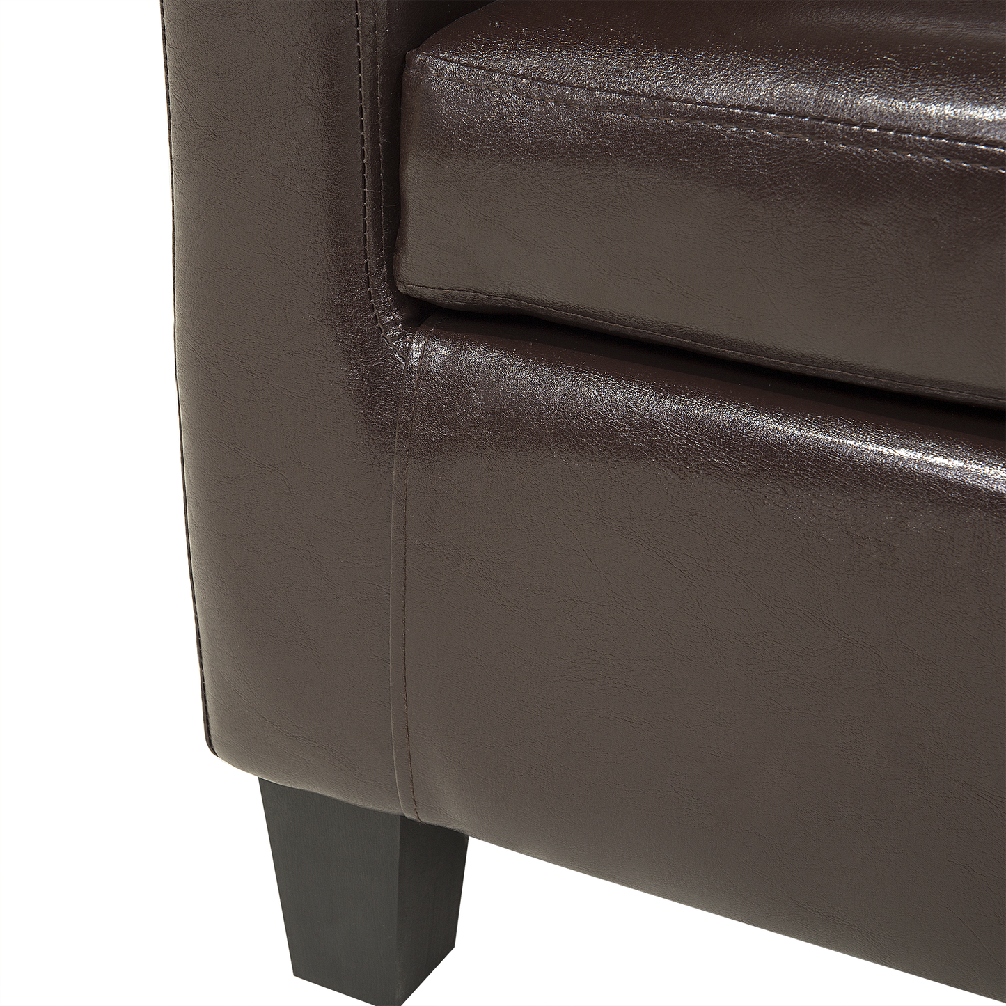 Belmont Home Club Armchair Brown Faux Leather Low Back Tub Retro