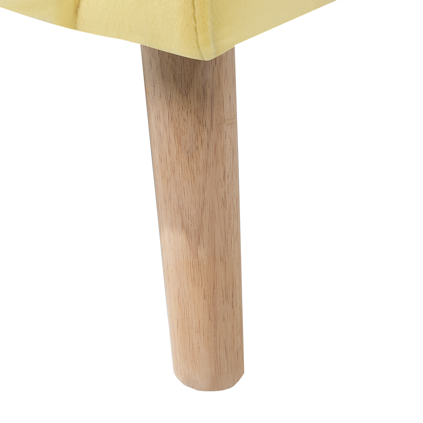 Wingback Chair Yellow Velvet Upholstery High Back With Slanted Wooden Legs