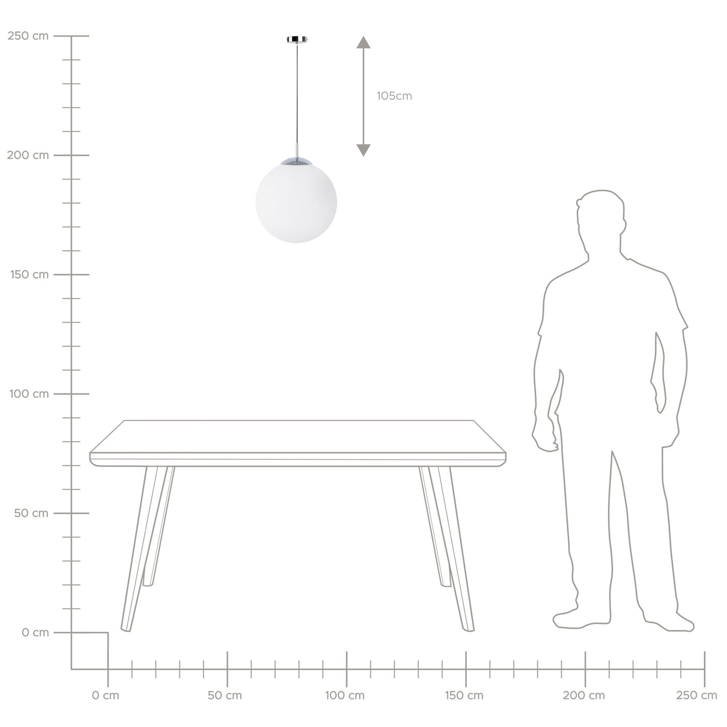 Pendant Lamp White Glass Globe One Light Modern