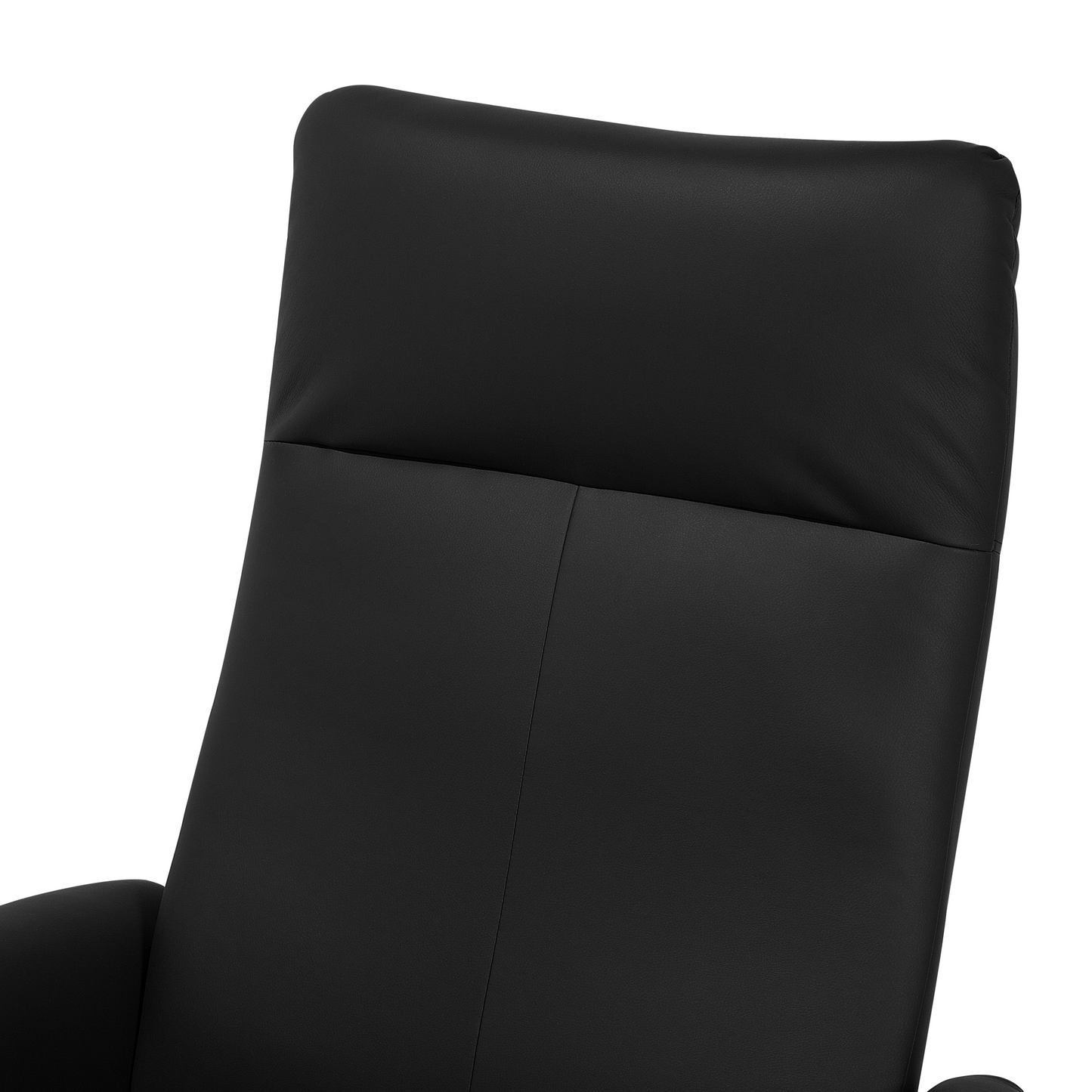High Back Reclining Armchair Black Faux Leather With Adjustable Back And Pull Out Footstool