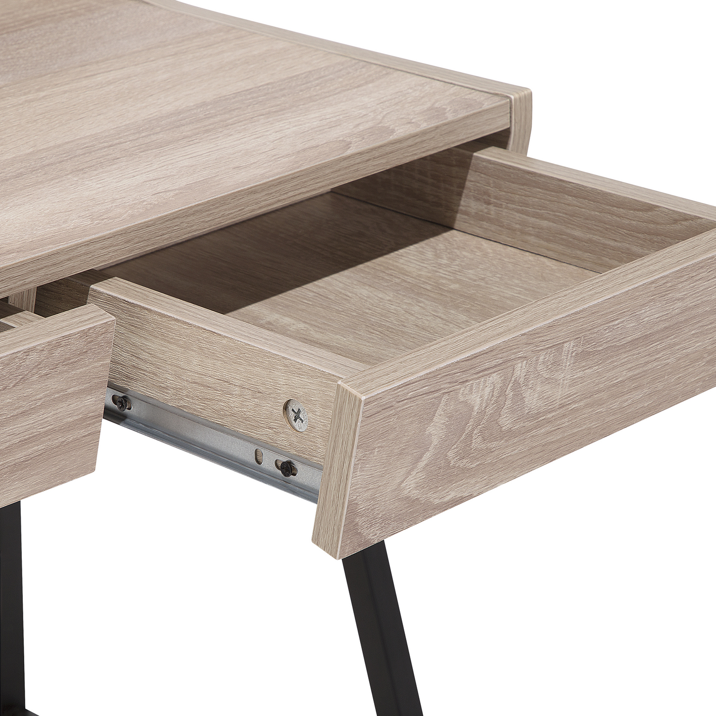 Nordic Desk 77 x 46cm Light Brown Black 2 Drawers