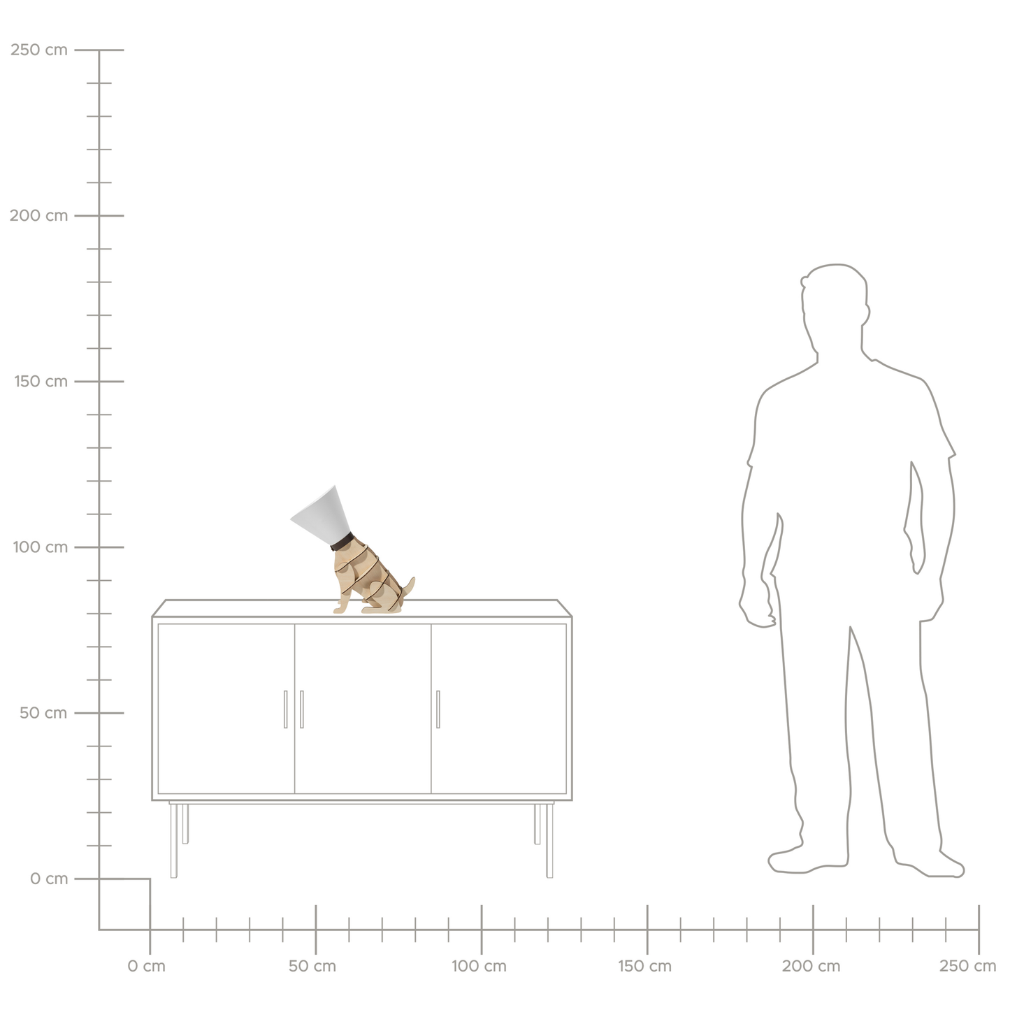 Living Premium Light Brown Dog Table Lamp With White Cone Shade And Wooden Base