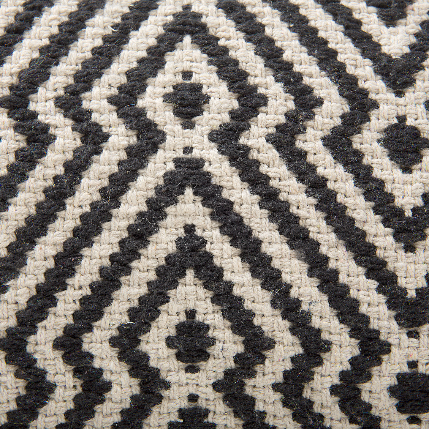 Cotton Chevron Pouffe Black White Square Boho Modern