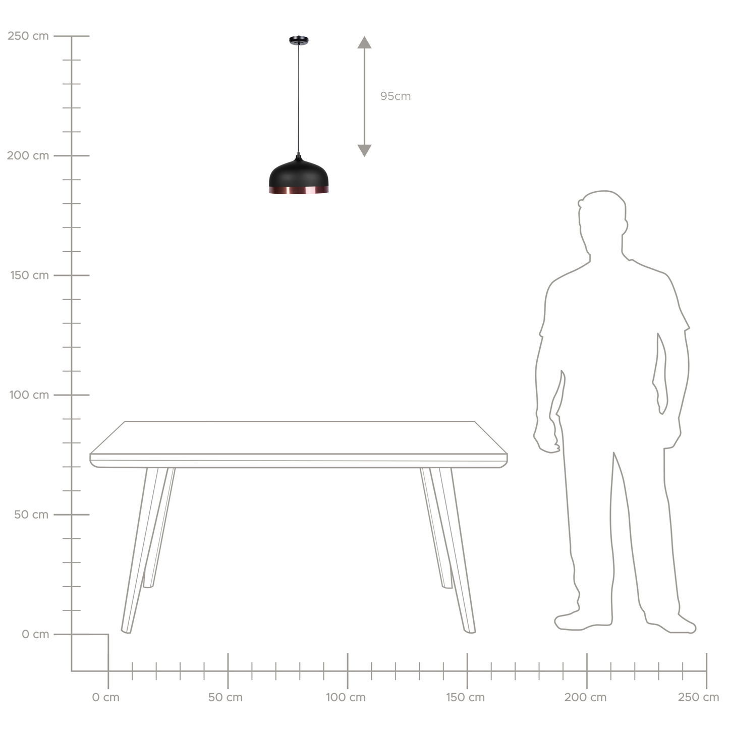1 Light Pendant Black Round Shade Elegant Copper Edge