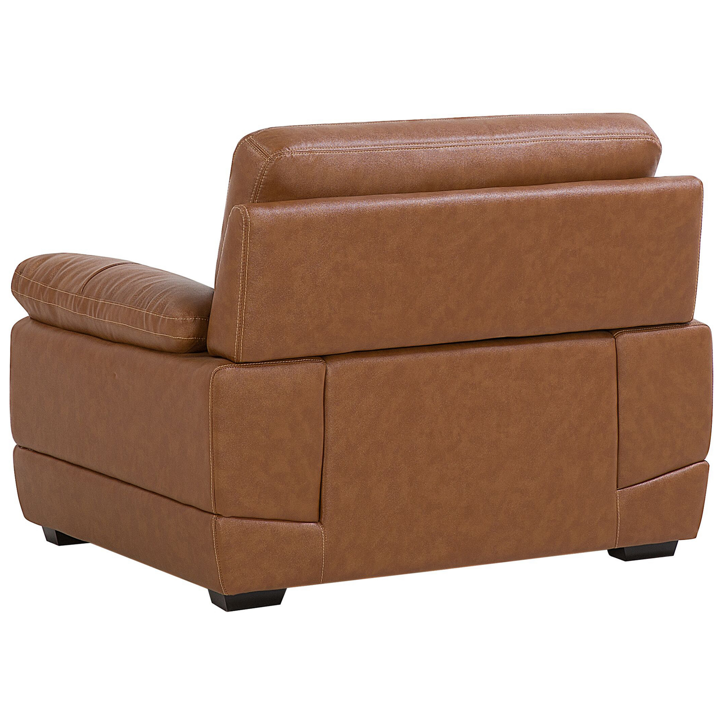 3 Plus 1 Brown Leather Sofa Set With Extra Seating And Upholstered Back Retro
