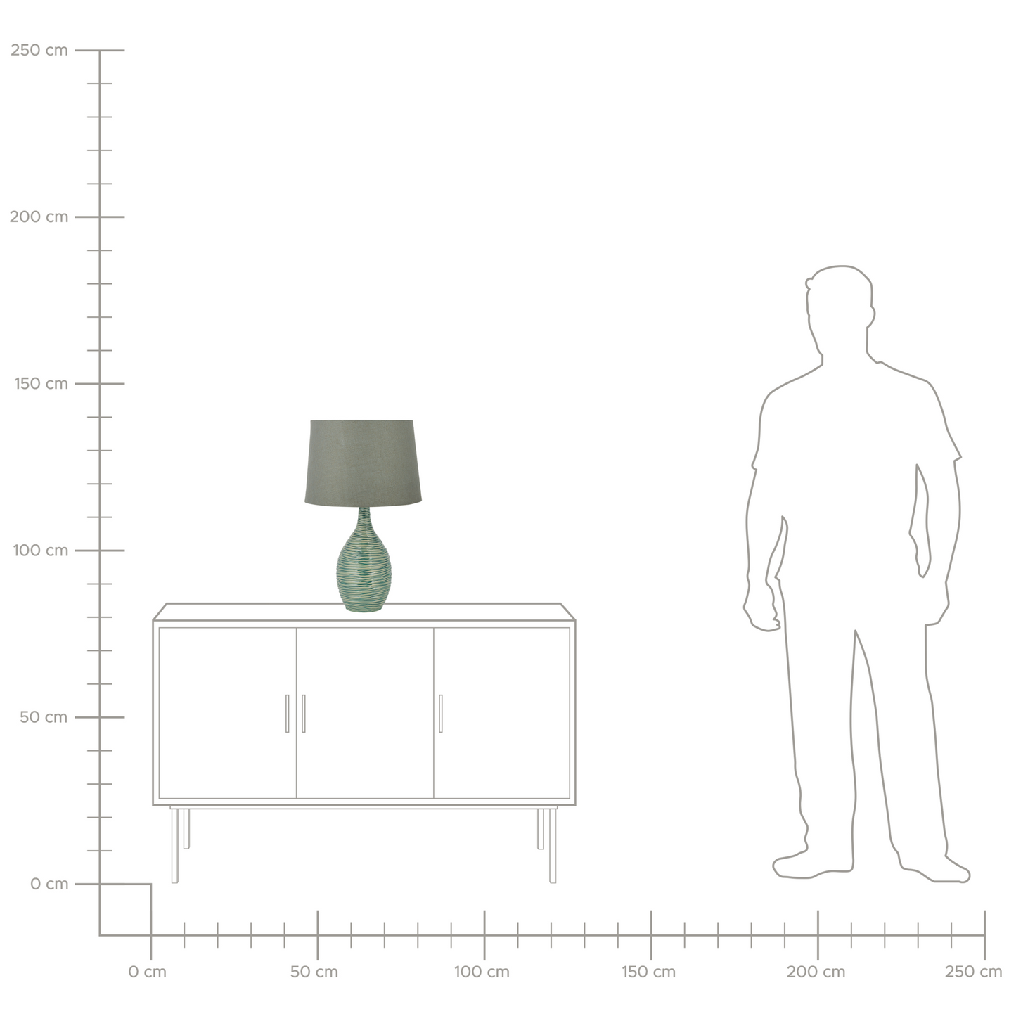 Bedside Table Lamp Light Green Ceramic Base With Ribbed Texture Flared Linen Shade