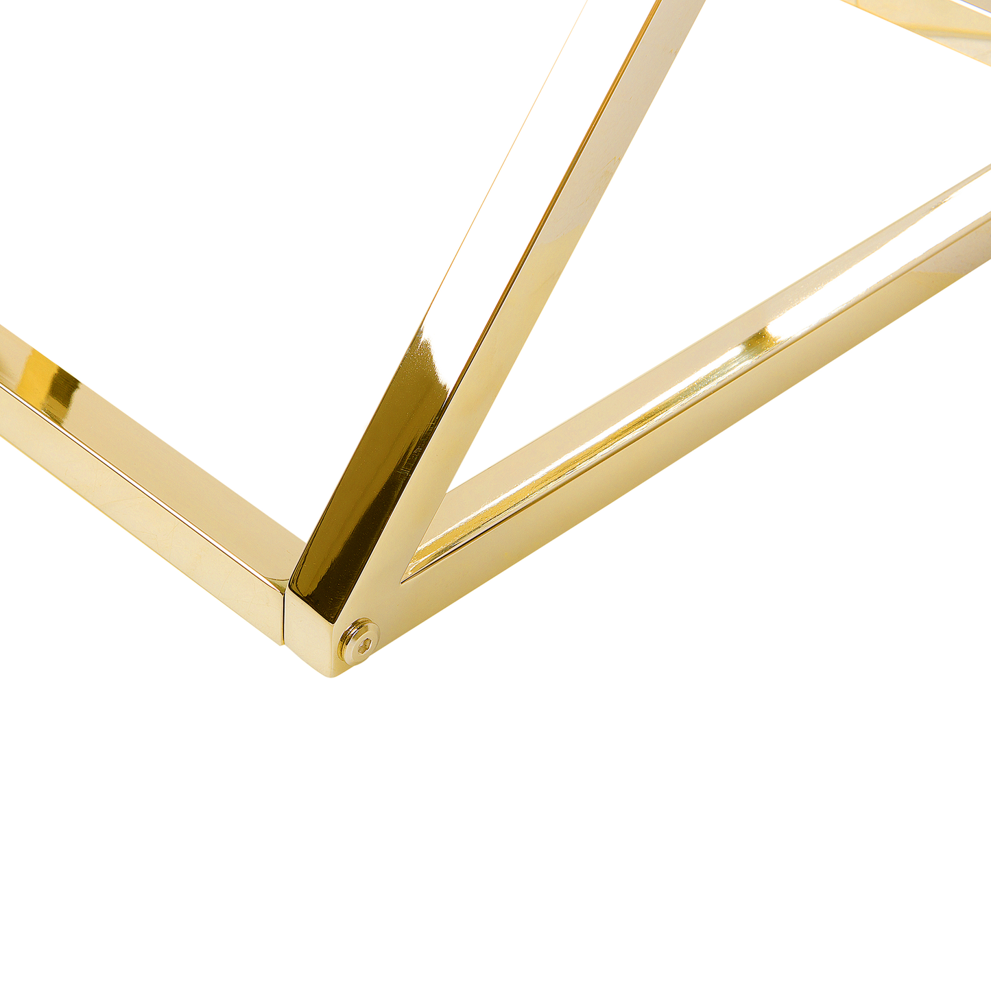 Living Glam Geometric Side Table Gold Steel Frame Glass 40 x 40cm