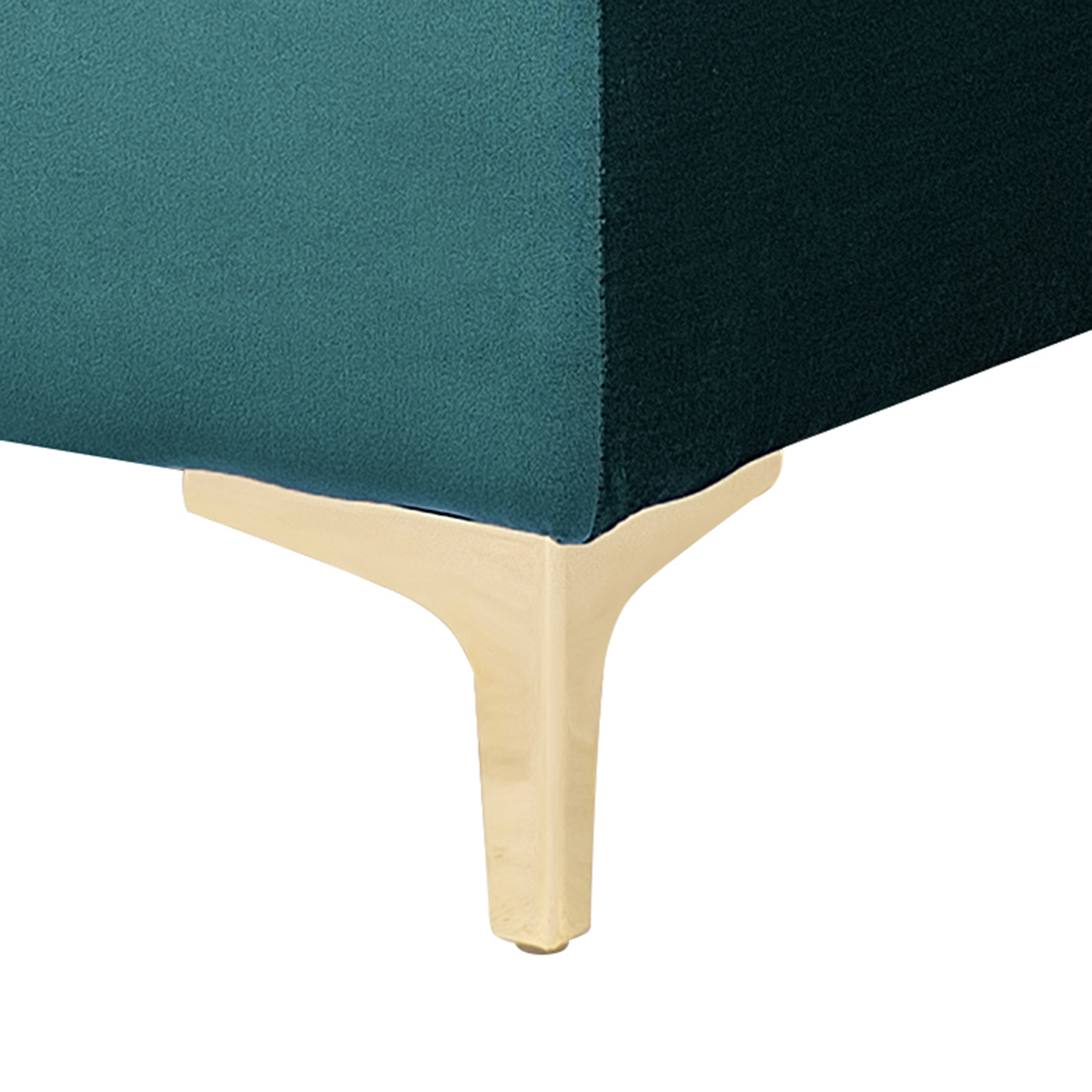 Aura Teal Velvet Tufted Ottoman Footstool With Gold Legs
