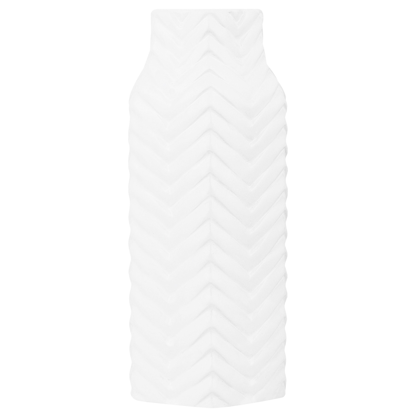Glamstone Flower Vase White Stoneware Gloss Ribbed