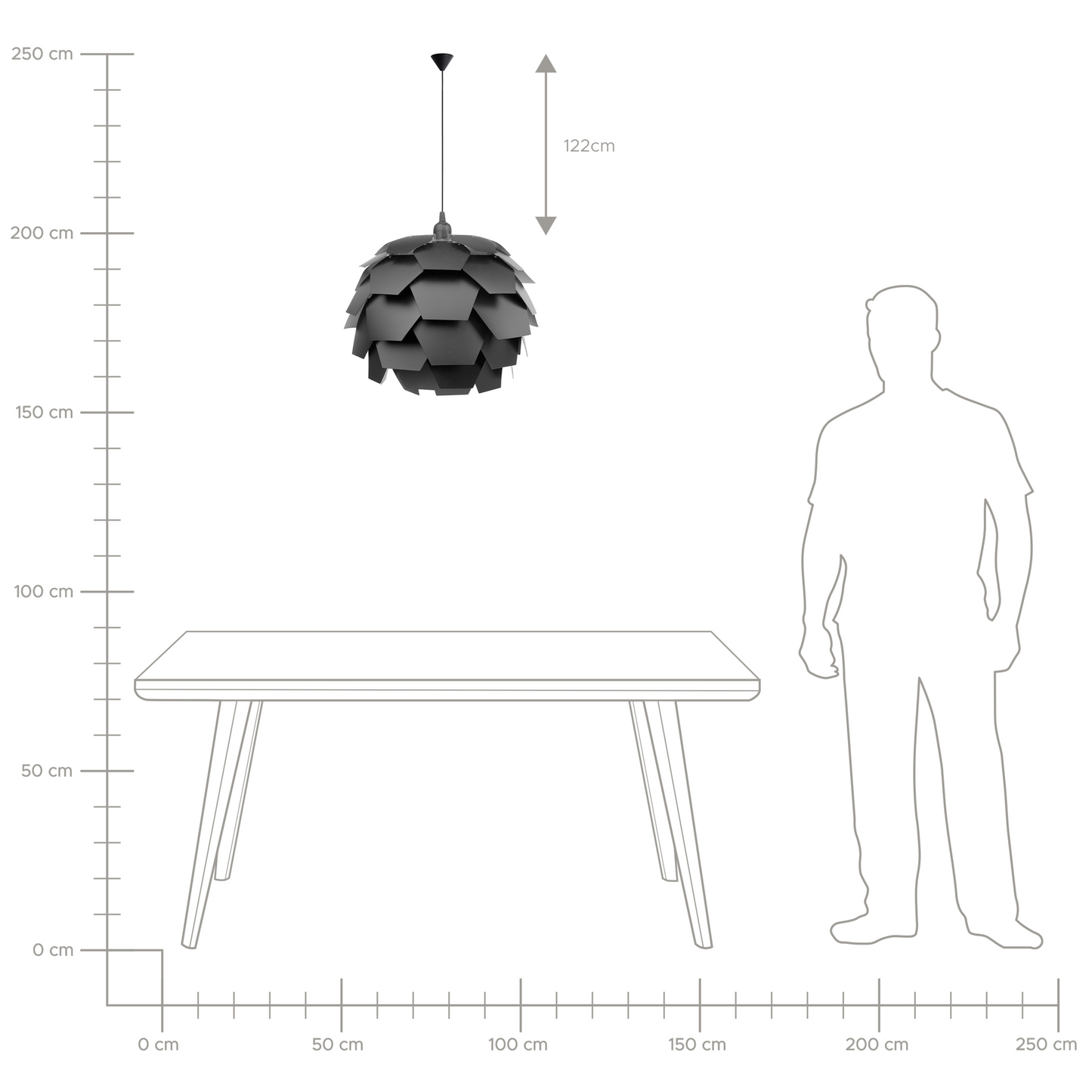 Pendant Lamp Black Plastic Pine Cone Globe Shade