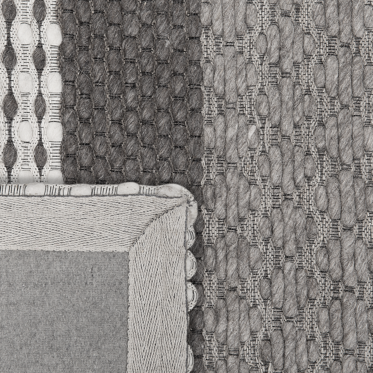 Area Rug Grey Wool Patch 80 x 150cm For Living Room And Home Office Durable Soft Touch Minimalist Design