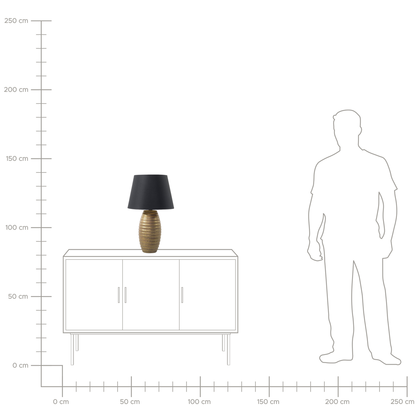 Table Lamp Gold Ceramic Base Black Fabric Cone Shade Bedside Light For Elegant Living Rooms