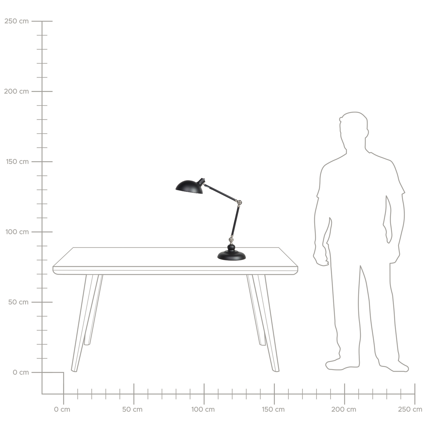 Desk Lamp Black Metal 80cm Adjustable Arm Table Lamp