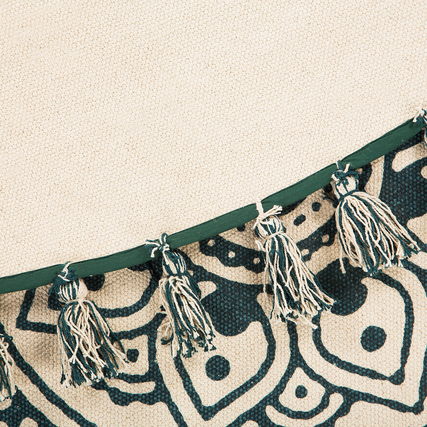 IRICE Round Cream Cotton Area Rug 120cm Mandala Pattern