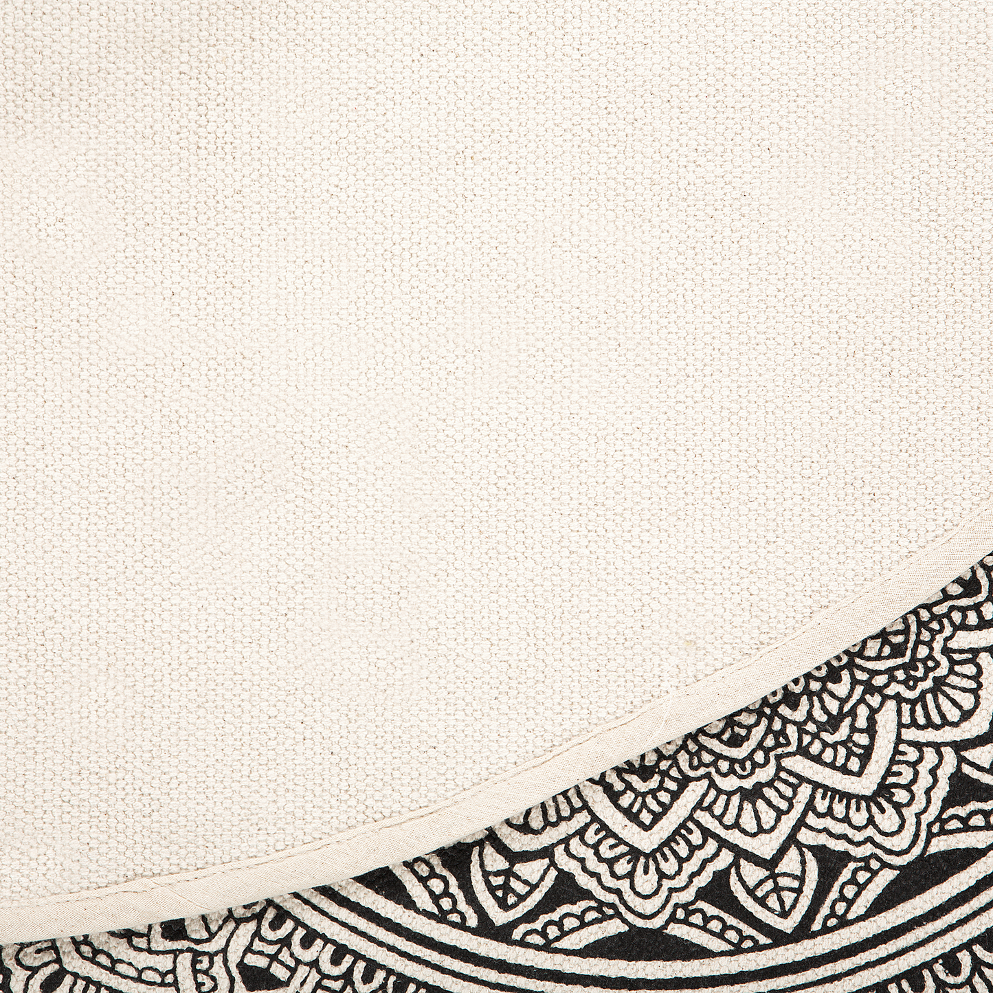 Black Cotton Round Oriental Area Rug 120cm