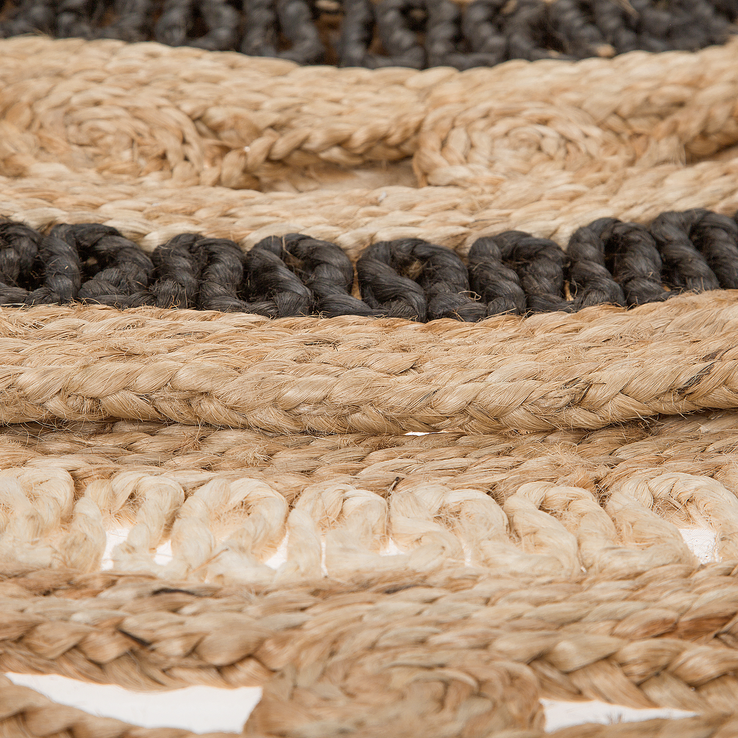Area Rug 140cm Beige Black Braided Plaited Boho Rustic