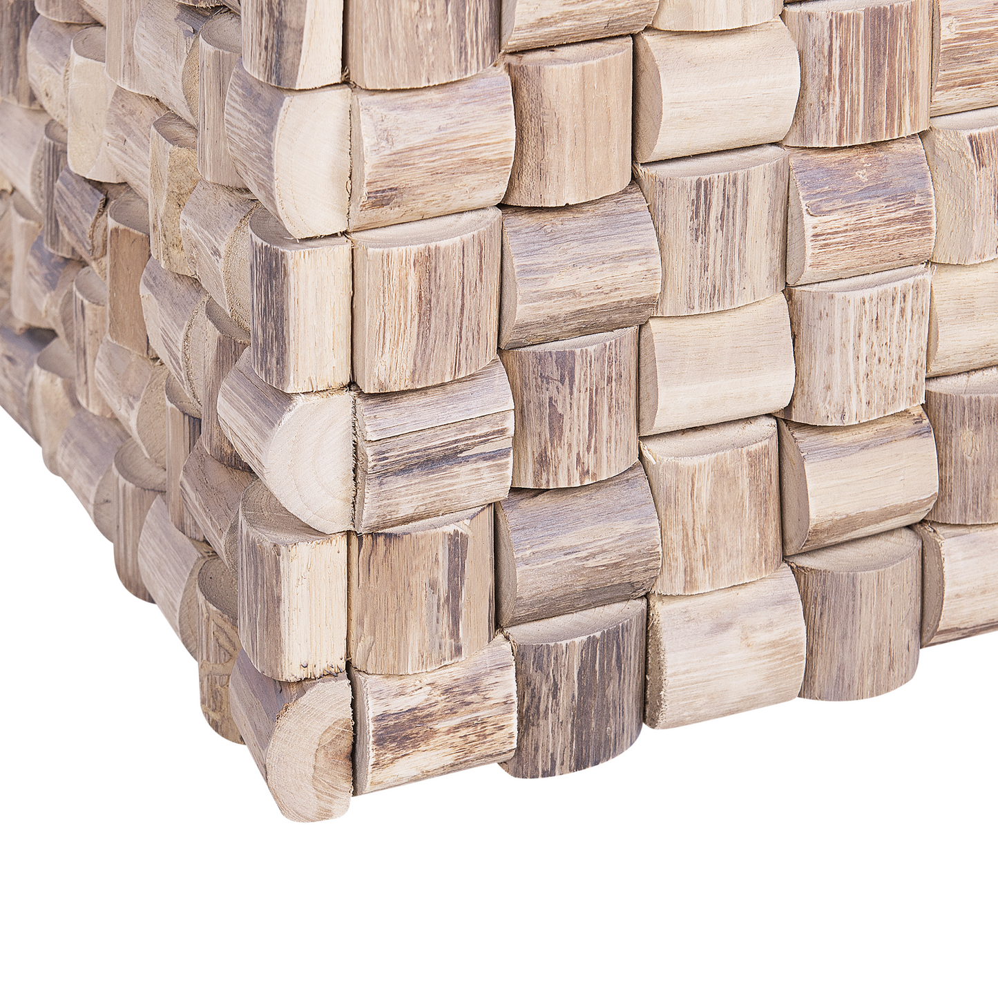 Teak Bedside Table Mosaic 32 x 32cm Light Brown
