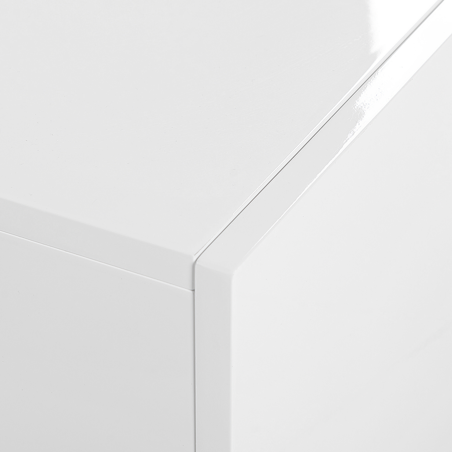 TV Stand Concrete Effect White Veneer With LED Light Storage