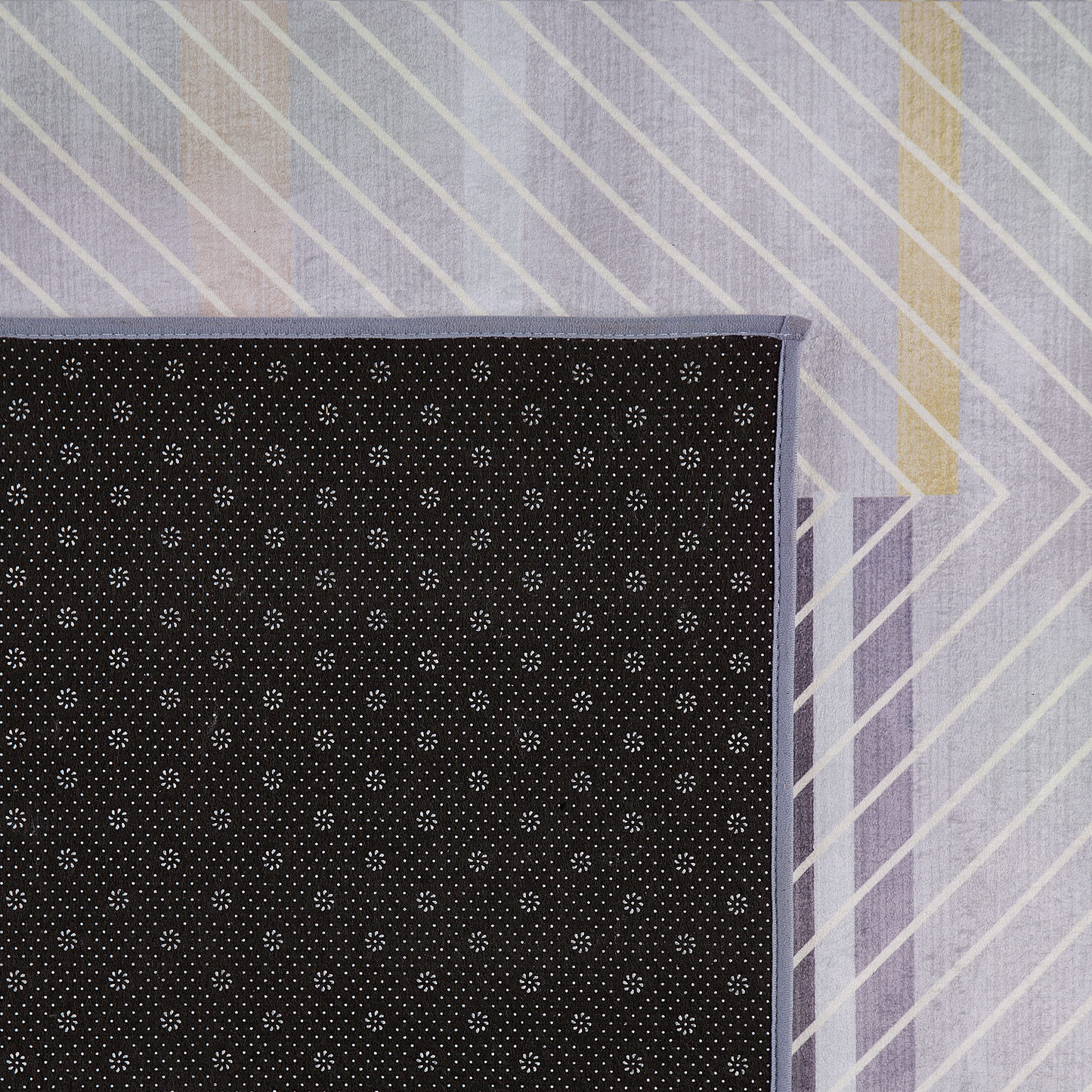 Grey Polyester Rug 80 X 150cm Low Pile Modern Abstract Pattern With Yellow Accents
