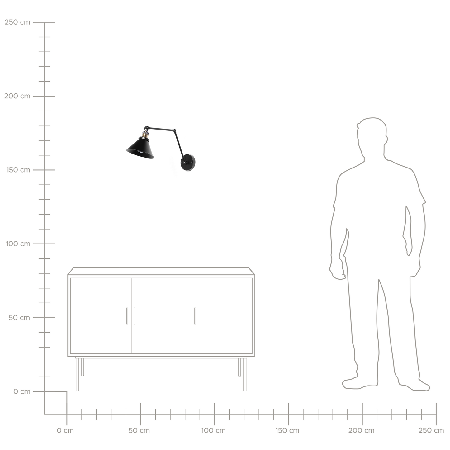 Auralux Set Of 2 Black Metal Wall Lamps With Adjustable Arms