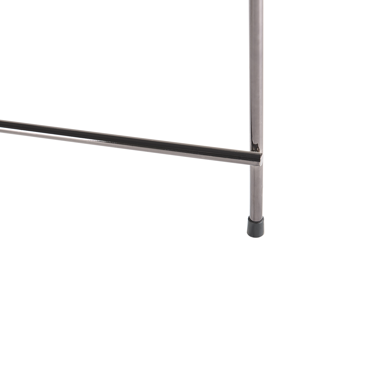 Glamora Round Coffee Table Black Glass Top Silver Metal Legs 63cm