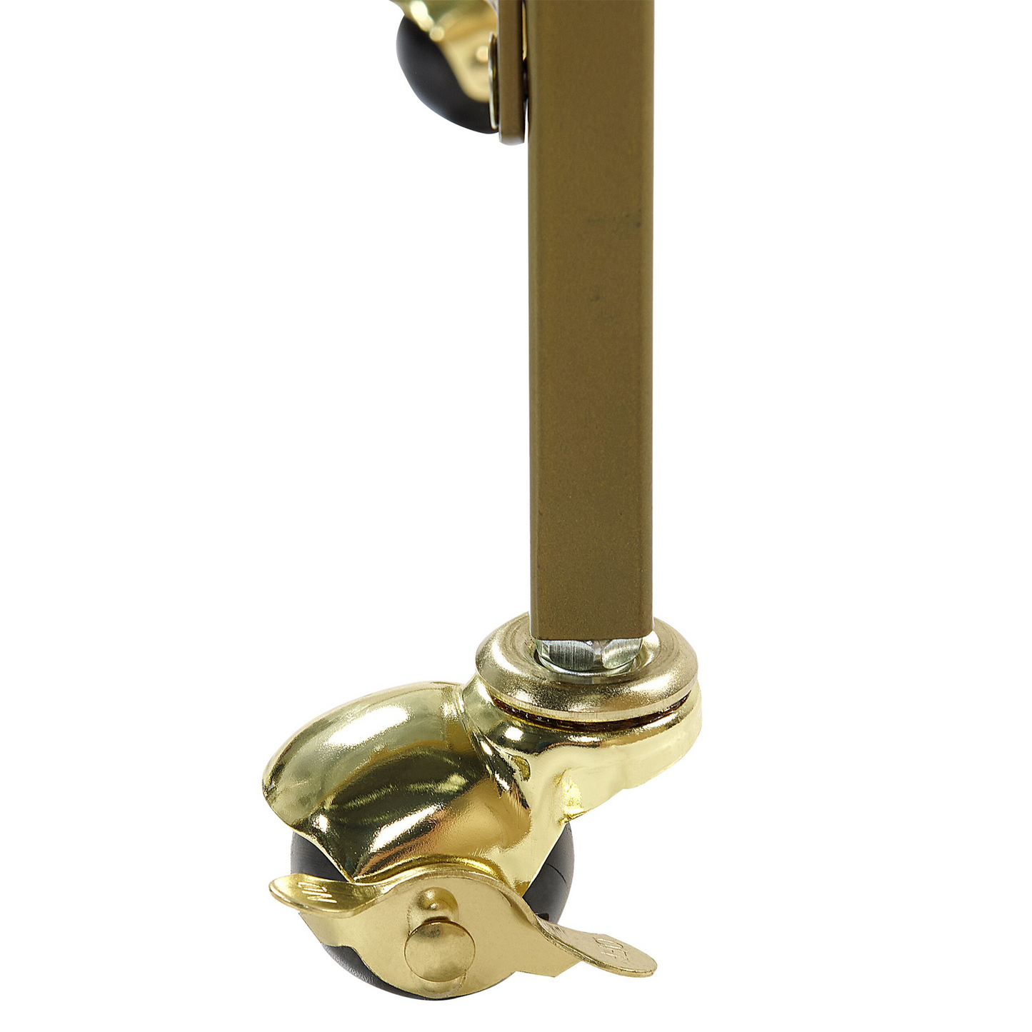 Trolley Gold Metal Legs Tempered Glass Top With Shelf Castors