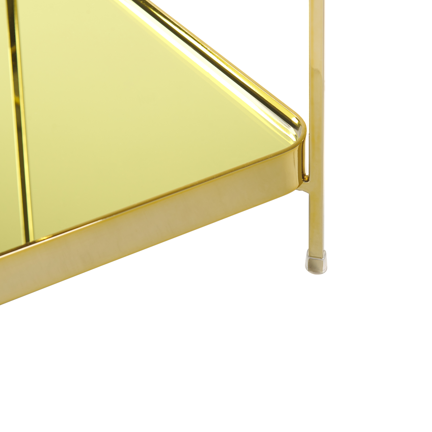 Side Table 29 x 29cm Gold Tempered Glass Top Shelf