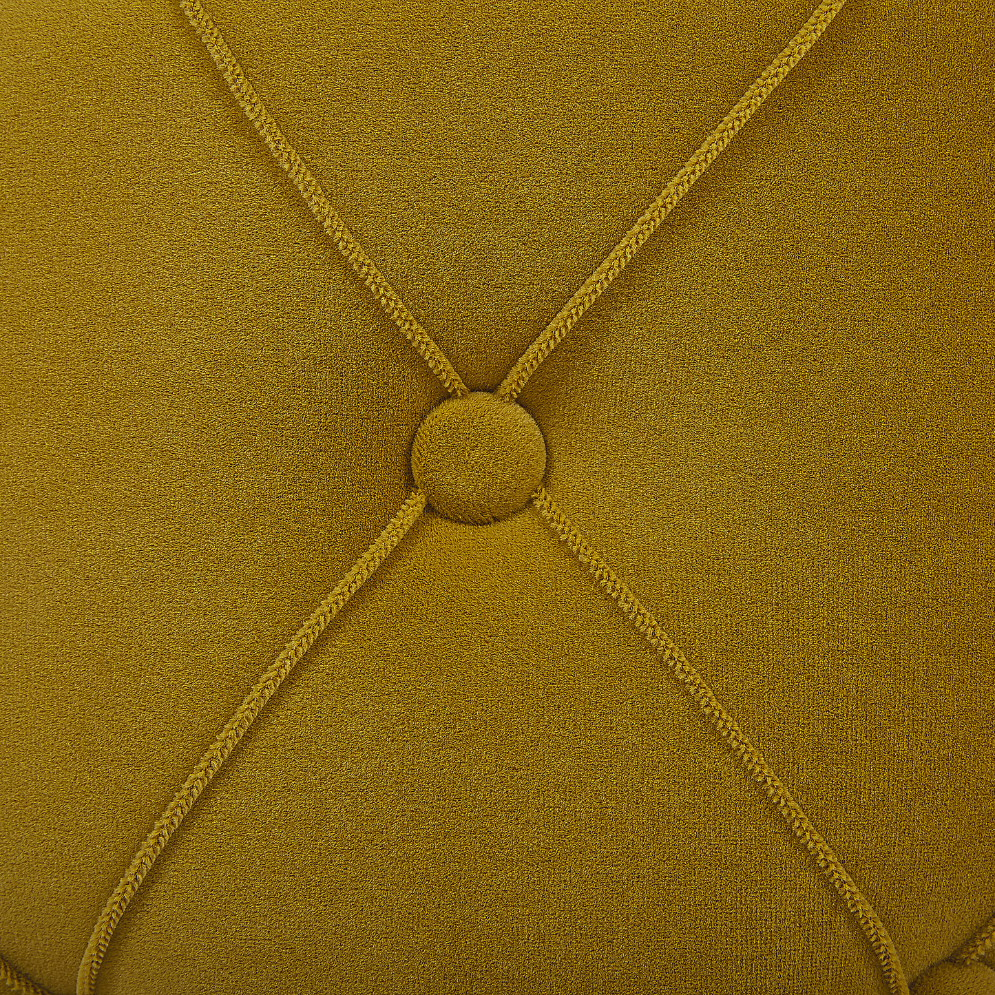 Mustard Velvet Storage Pouffes Gold Base Retro Button Tufted