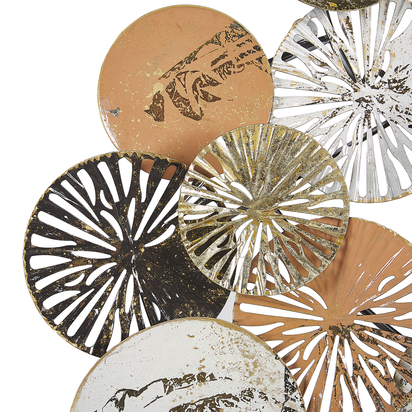 Copper And Gold Metal Round Wall Art 50cm Industrial Modern