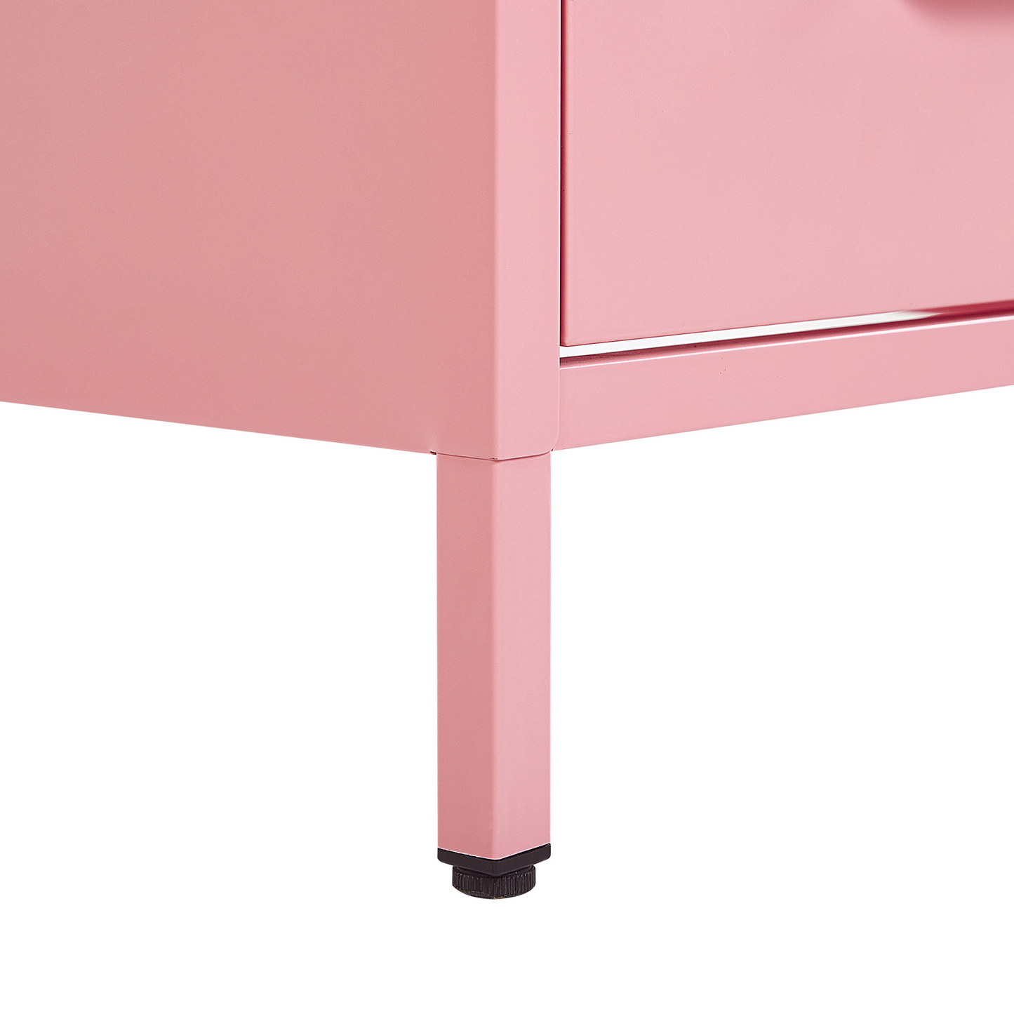 Home Pink Steel Bedside Table With 2 Drawers