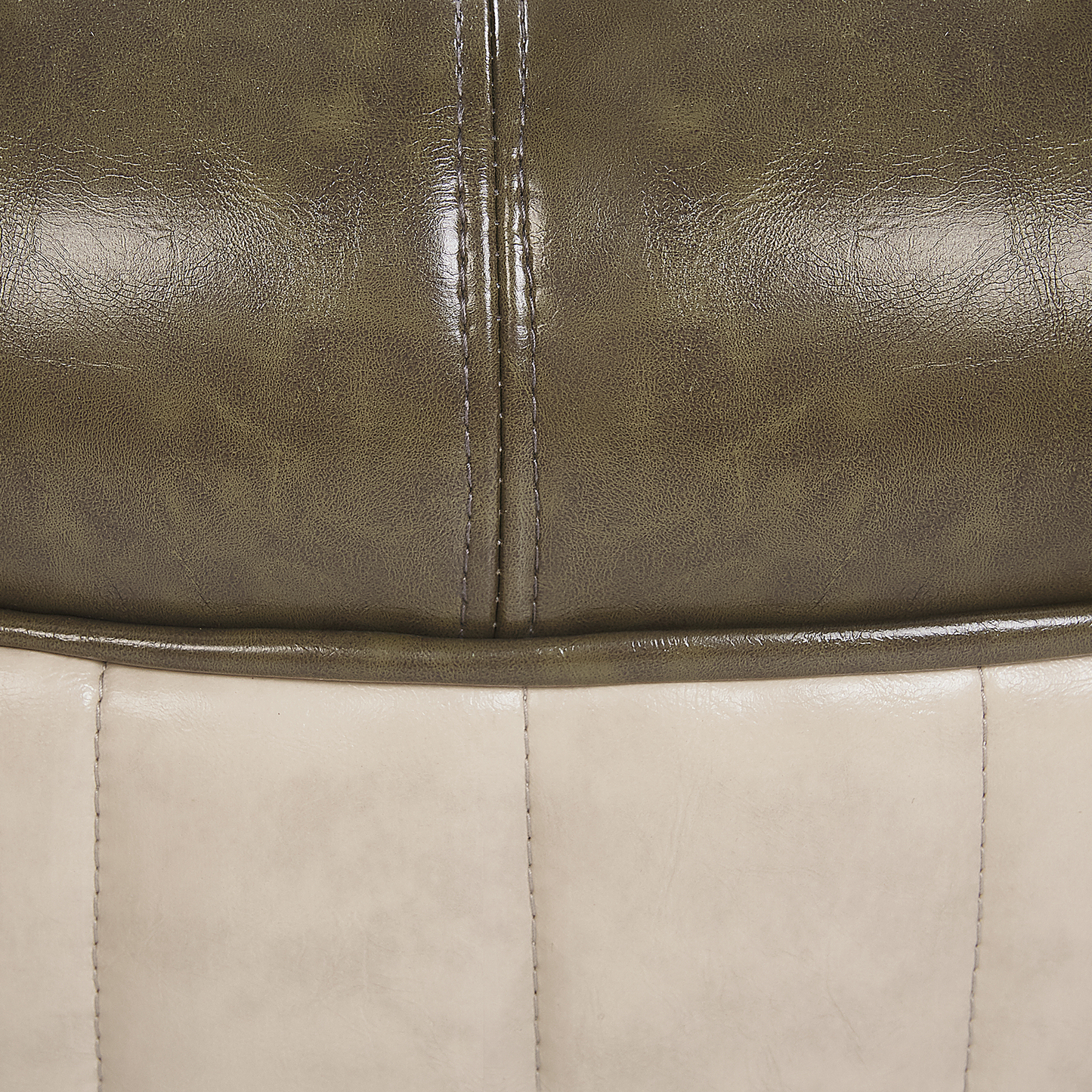 Turtle Stool Green Faux Leather Footstool Wood Legs