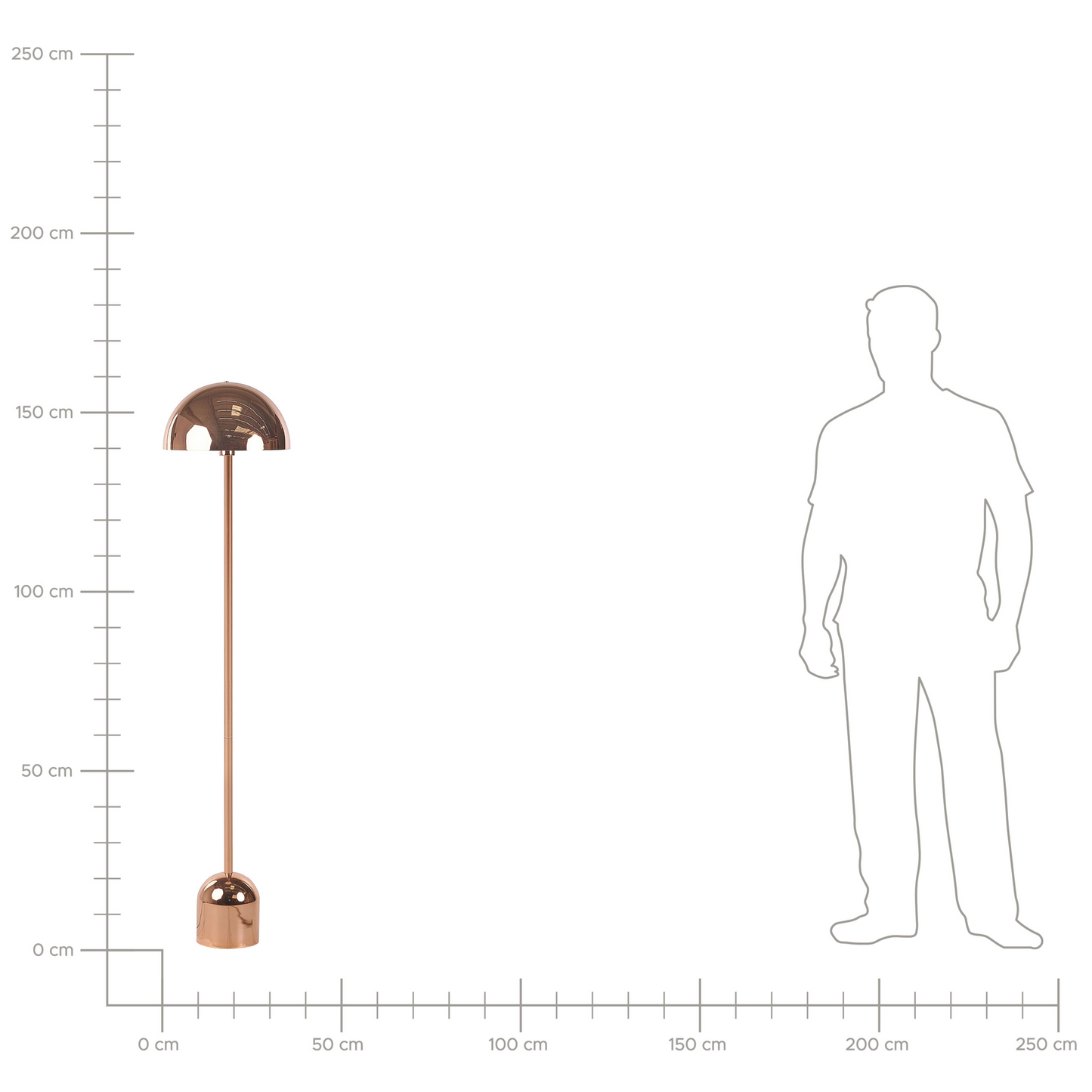 Copper Floor Lamp 158cm Glossy Round Shade