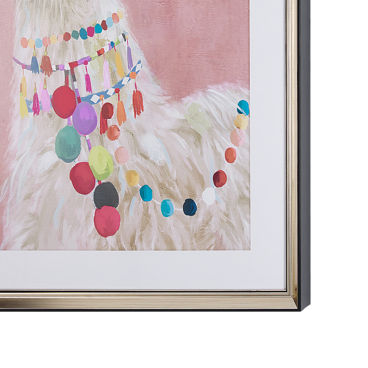 Lama Studio Framed Wall Art Print Pink Brass Frame 60 X 80cm Passe Partout for Kids Room Boho