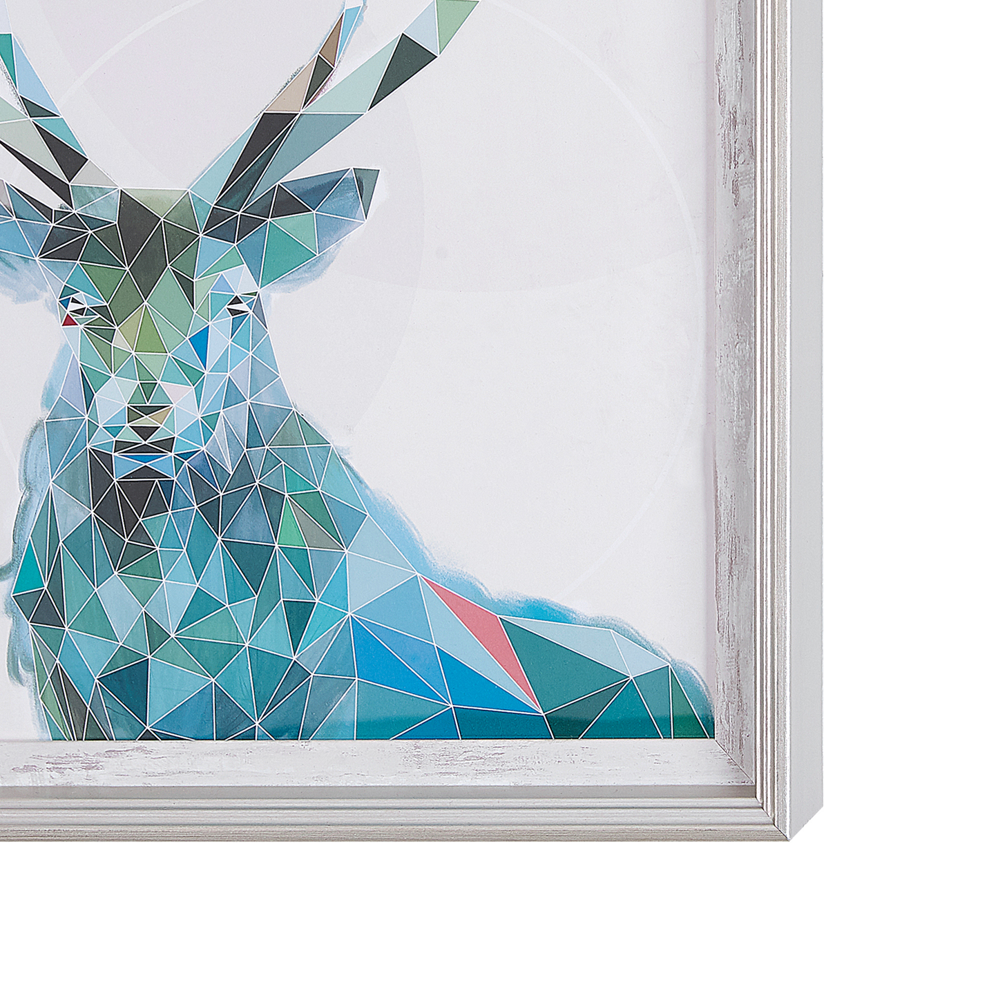 Blue Deer Print Distressed White Frame 30 x 40cm